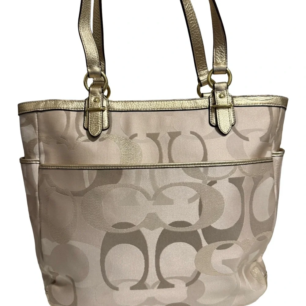 Coach Metallic Gold and Cream Tote - Picture 9 of 10
